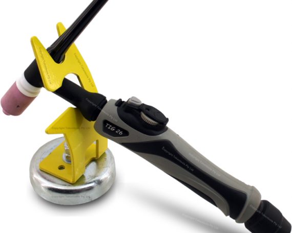 magnetic tig torch stand with torch mounted for example use